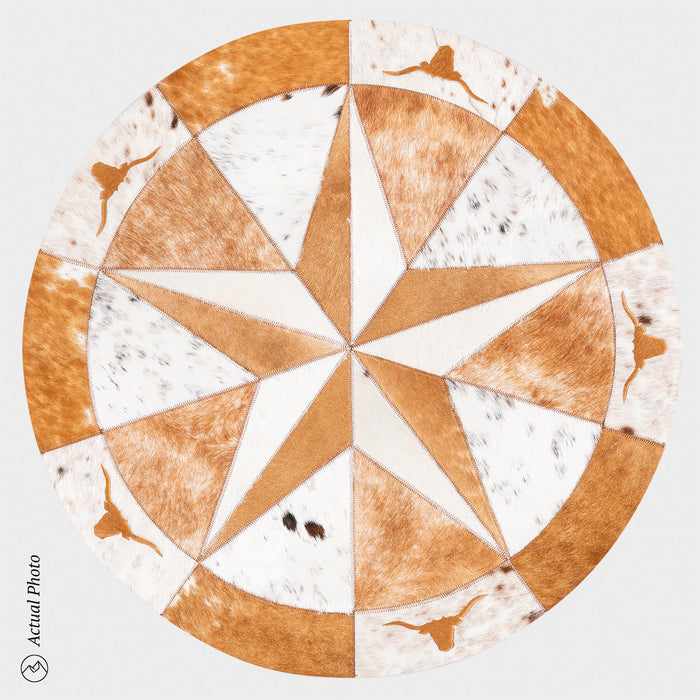 Texas Cowhide Star Round Rug Size 40 Inches S-46