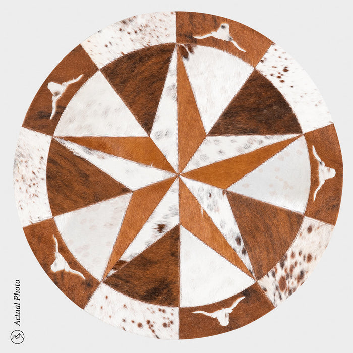 Texas Cowhide Star Round Rug Size 40 Inches S-47