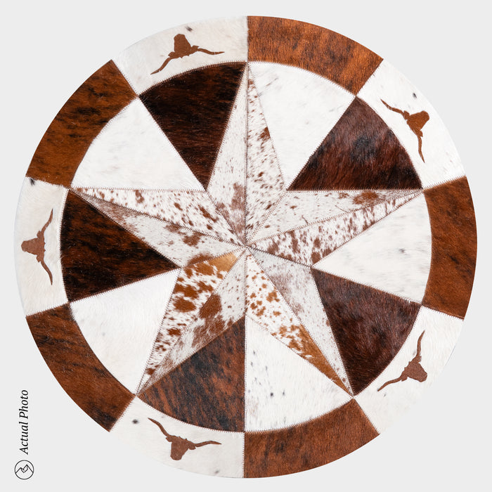 Texas Cowhide Star Round Rug Size 40 Inches S-87