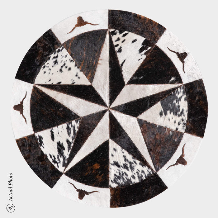 Texas Cowhide Star Round Rug Size 40 Inches S-90