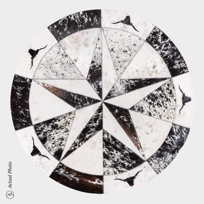 Texas Cowhide Star Round Rug Size 40 Inches S-94