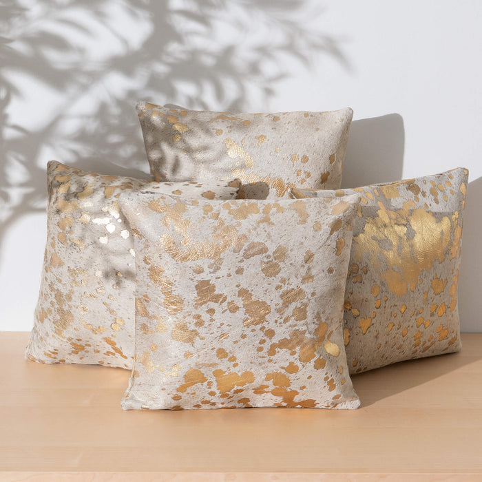 Metallic Gold Cowhide Pillow