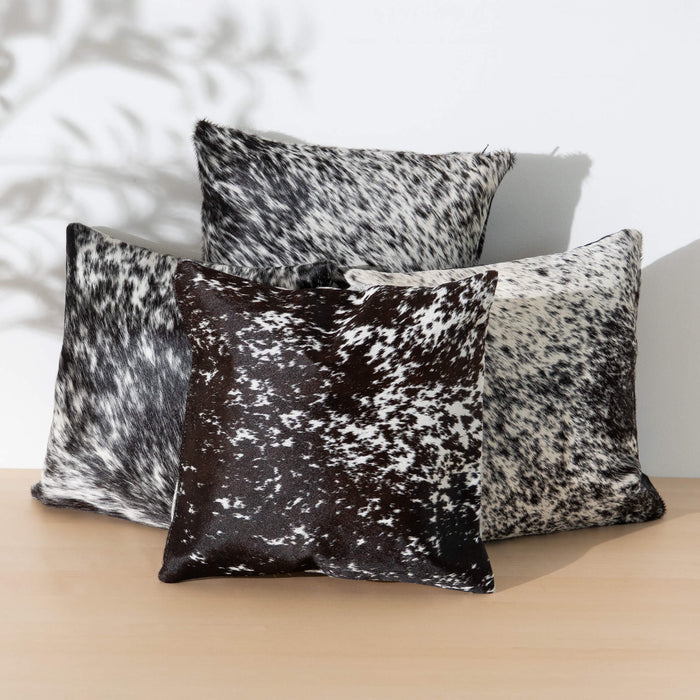 Black Salt and Pepper Cowhide Pillow