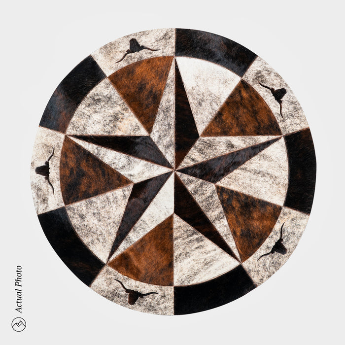 Texas Cowhide Star Round Rug Size 40 Inches S-000