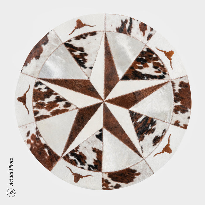 Texas Cowhide Star Round Rug Size 40 Inches S-009