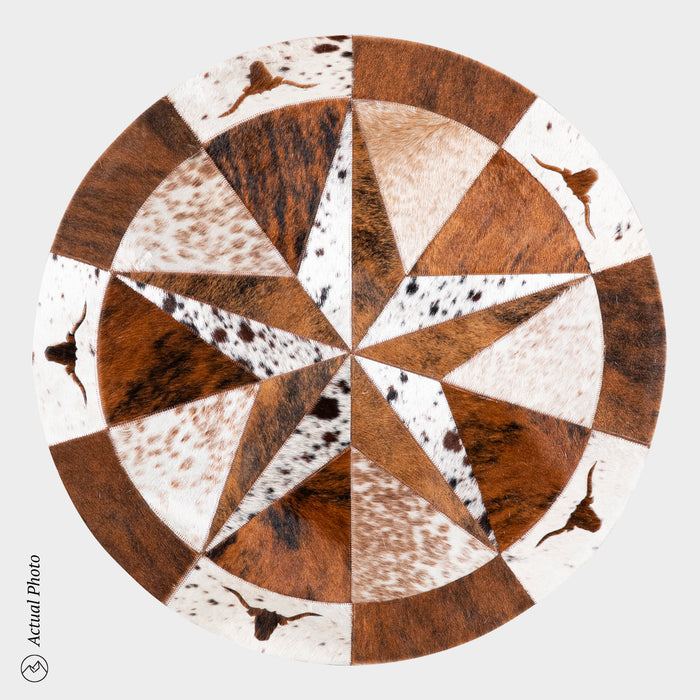 Texas Cowhide Star Round Rug Size 40 Inches S-66