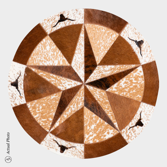 Texas Cowhide Star Round Rug Size 40 Inches S-65