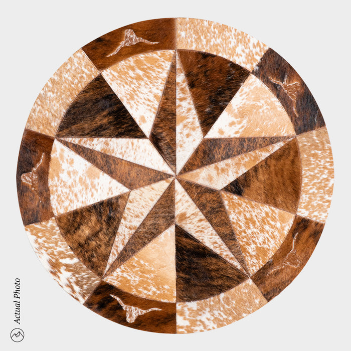 Texas Cowhide Star Round Rug Size 40 Inches S-63