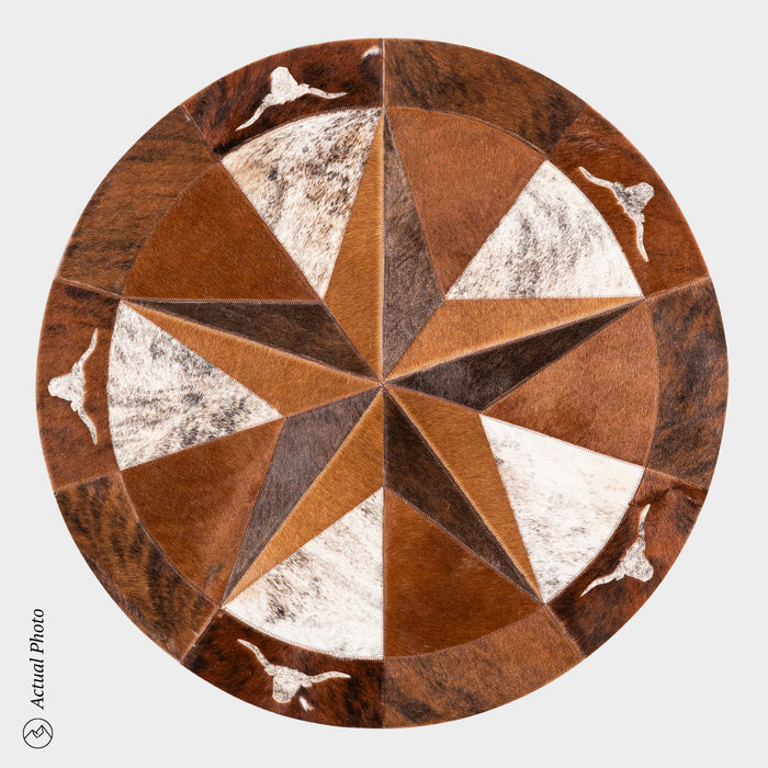 Texas Cowhide Star Round Rug Size 40 Inches S-59