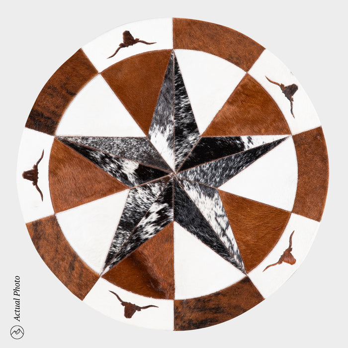 Texas Cowhide Star Round Rug Size 40 Inches S-51