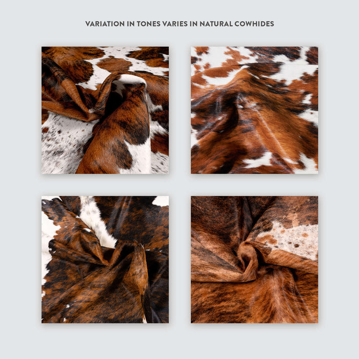 Cowhide Rug Tricolor Brindle Mix