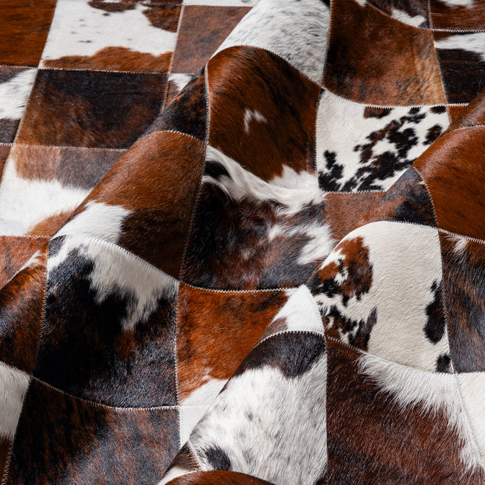 Tricolor Patchwork Cowhide Rug