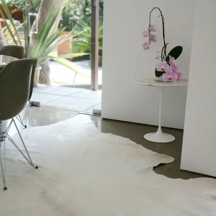 White Brazilian Cowhide Rug, Natural Suede Leather | eCowhides