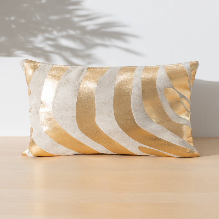 Zebra Gold Cowhide Pillow