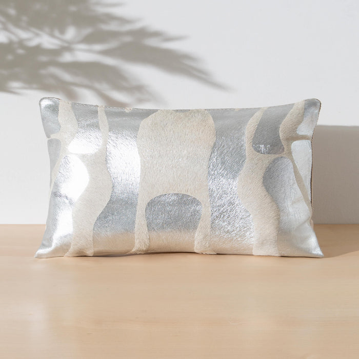 Zebra Silver Cowhide Pillow