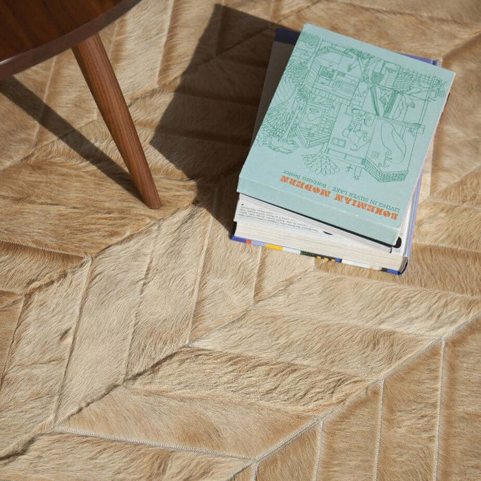 Beige CHEVRON Cowhide Rug