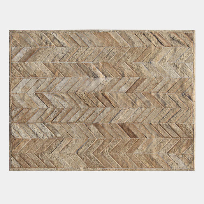 Beige CHEVRON Cowhide Rug