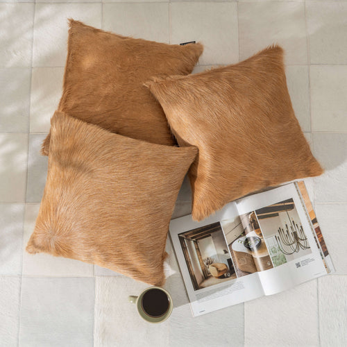 Solid Beige Cowhide Pillow