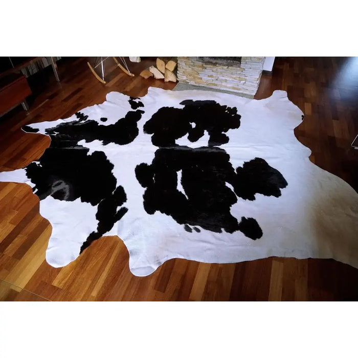 Black And White Brazilian Cowhide Rug, Natural Suede Leather | eCowhides