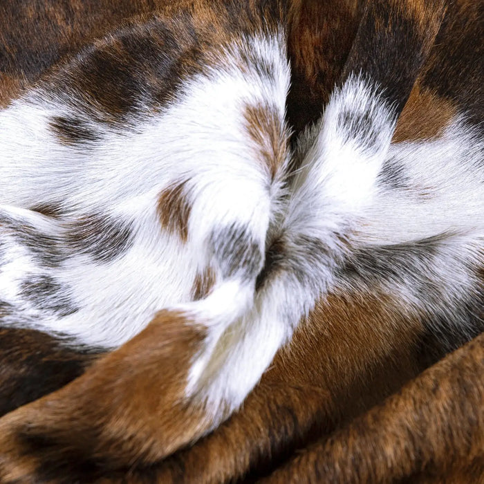 Tricolor Brazilian Cowhide Rug, Natural Suede Leather | eCowhides