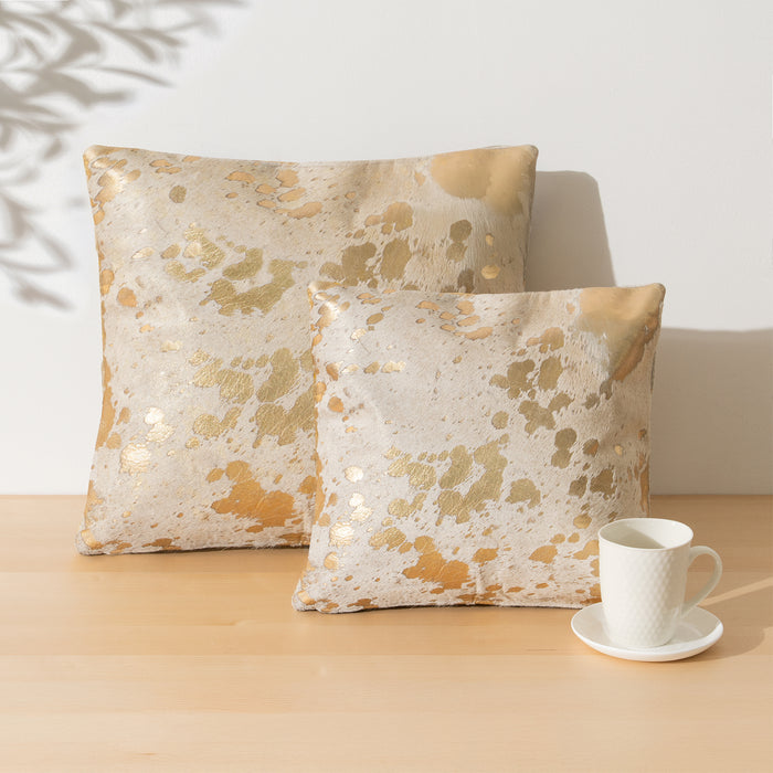 Metallic Gold Cowhide Pillow