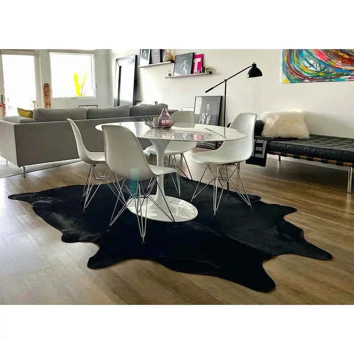 Black Brazilian Cowhide Rug Natural Suede Leather | eCowhides