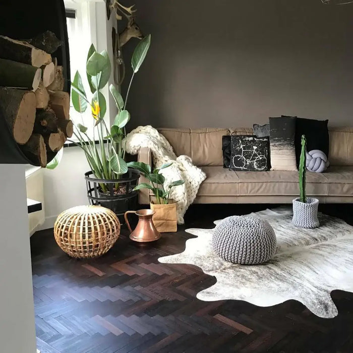 Light Brindle Brazilian Cowhide Rug , Natural Suede Leather | eCowhides