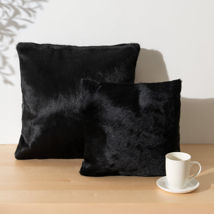 Solid Black Cowhide Pillow
