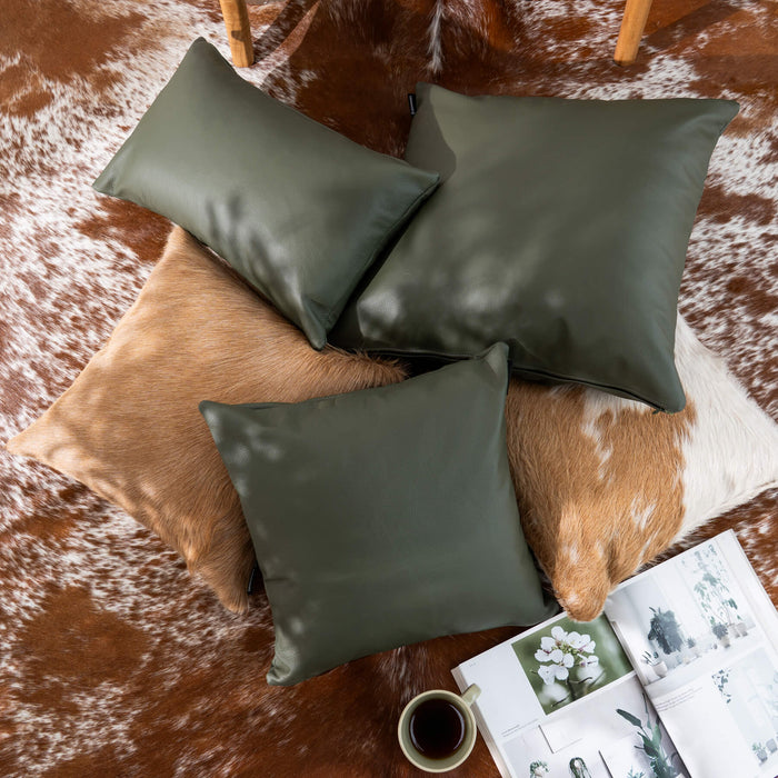 Olive Leather Pillow
