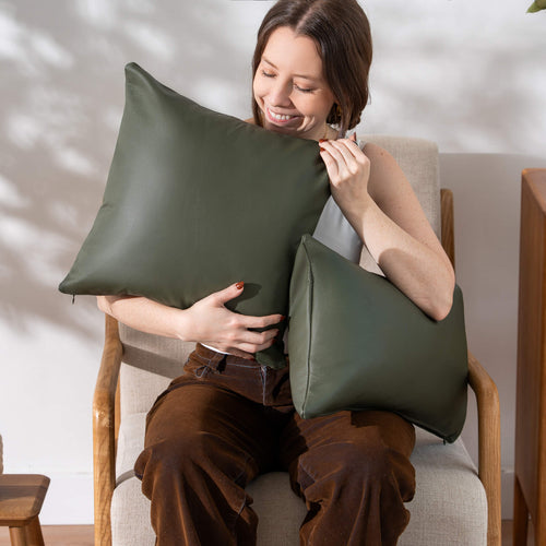 Olive Leather Pillow