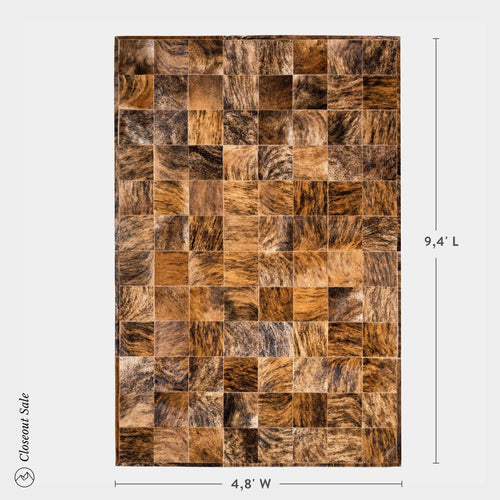 Brindle Patchwork Cowhide Rug 9.4 x 4.8 feet on Sale