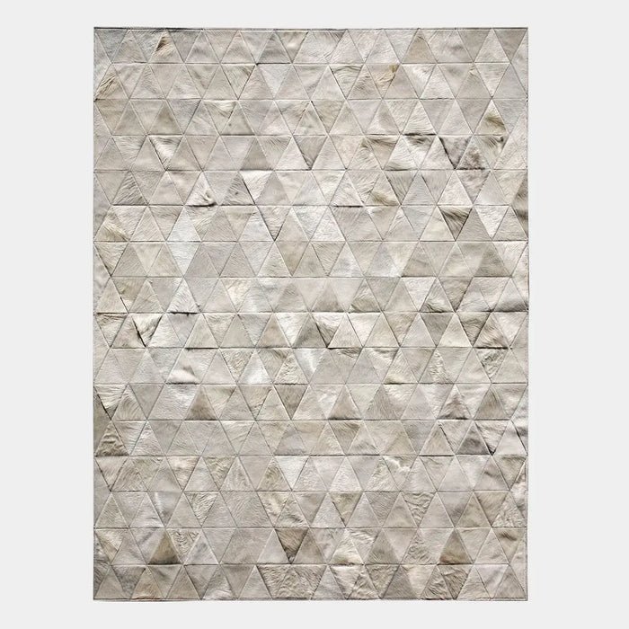Pyramid White Cowhide Patchwork, Anti-Slip Backing | eCowhides