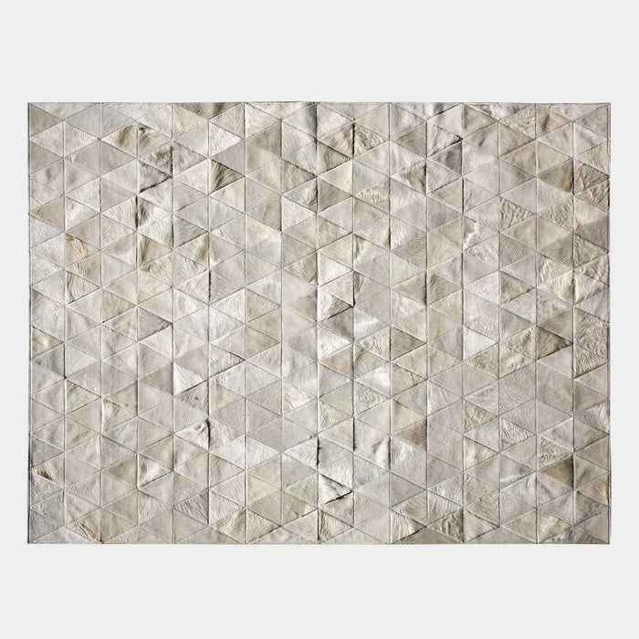 Pyramid White Cowhide Patchwork, Anti-Slip Backing | eCowhides