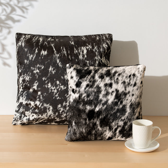 Black Salt and Pepper Cowhide Pillow