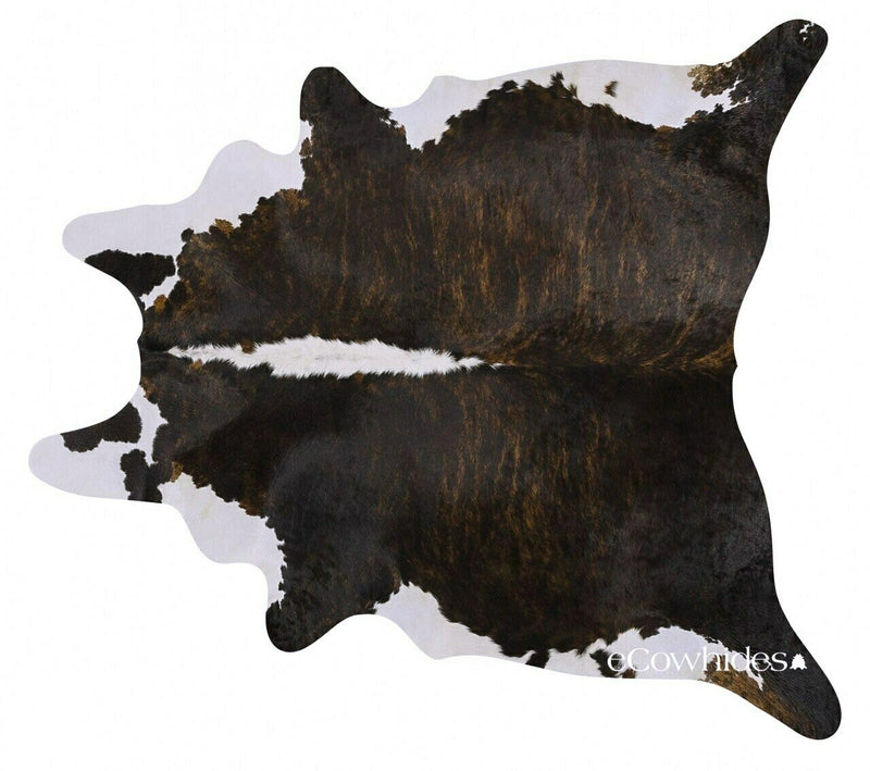 Brindle White Belly And Backbone Brazilian Cowhide Rug: Large , Natural Suede Leather | eCowhides