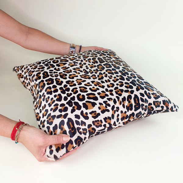 Leopard Cowhide Pillow , Natural Suede Leather | eCowhides