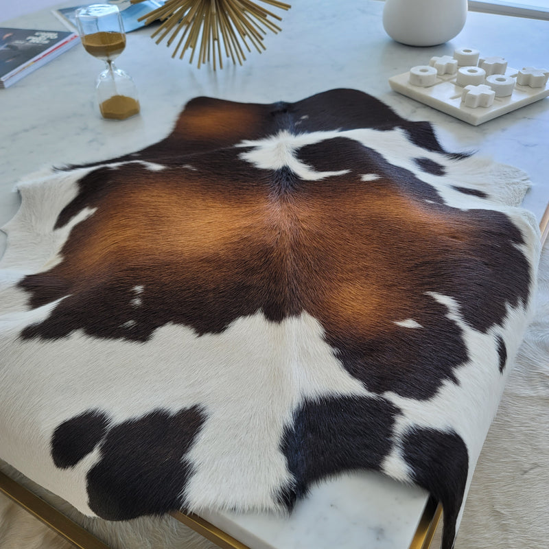Mahogany And White Calf Hides , Natural Suede Leather | eCowhides | eCowhides