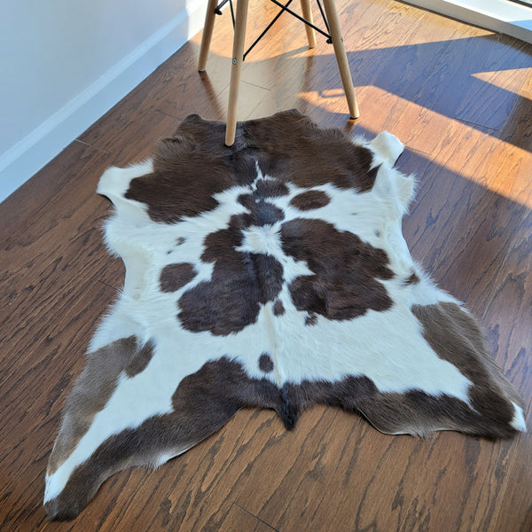 Chocolate And White Calf Hides , Natural Suede Leather | eCowhides | eCowhides