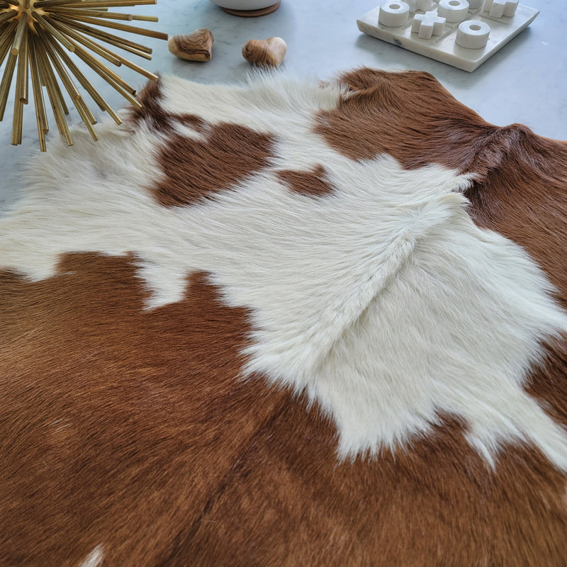 Brown And White Calf Hides , Natural Suede Leather | eCowhides | eCowhides