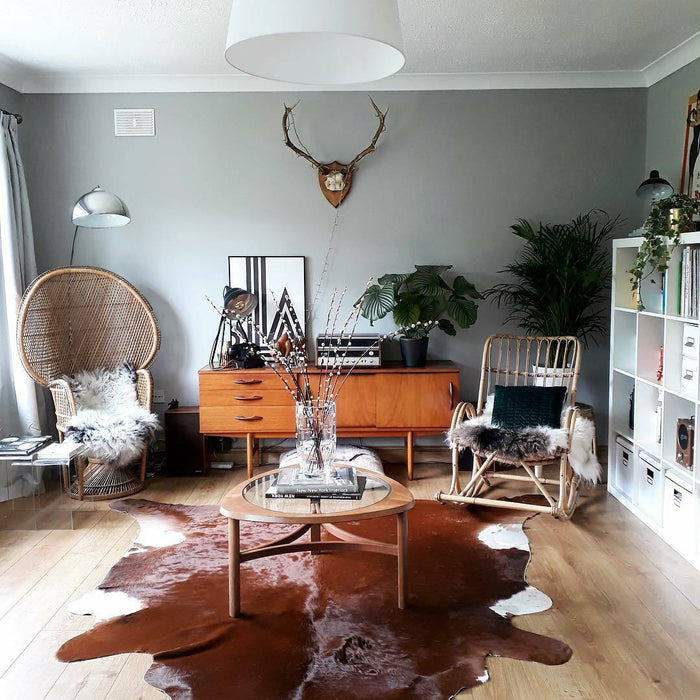 Dark Brown Brazilian Cowhide Rug: Large , Natural Suede Leather | eCowhides