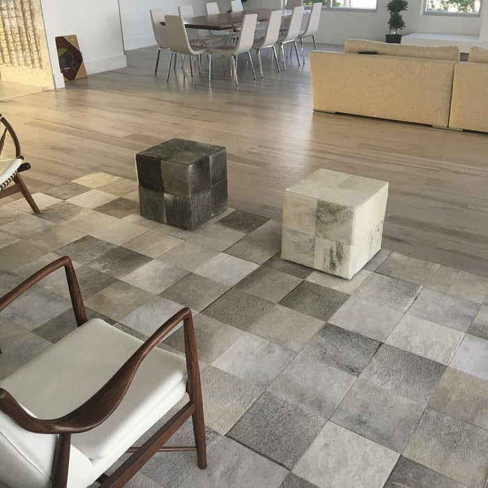 Rhodes Grey Cowhide Rug , Natural Suede Leather | eCowhides