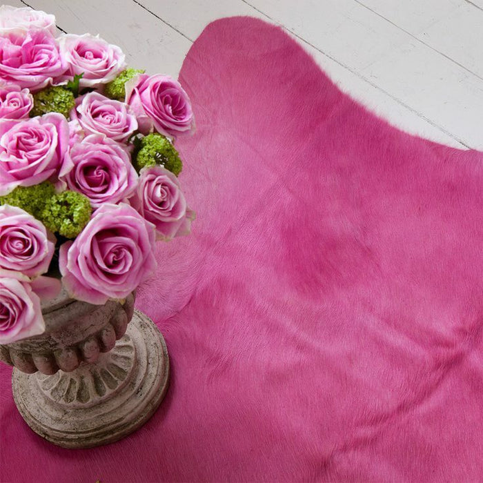 Pink Dyed Cowhide Rug , Natural Suede Leather | eCowhides