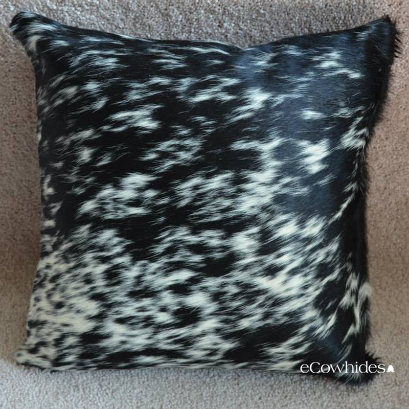 Black Salt And Pepper Cowhide Pillow , Anti-Slip Backing | eCowhides