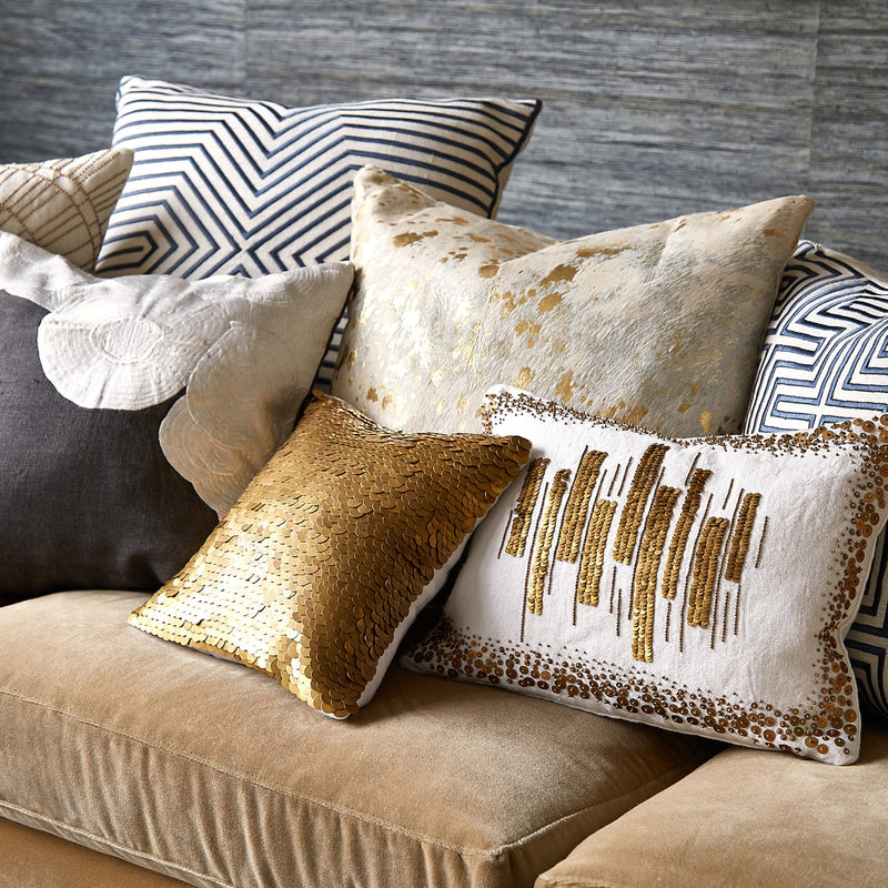Metallic Gold Cowhide Pillow , Anti-Slip Backing | eCowhides