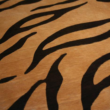 Tiger On Caramel Cowhide Rug , Natural Suede Leather | eCowhides