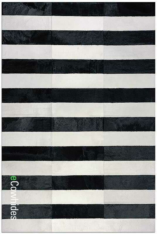 Black And White Patchwork Cowhide Rug , Anti-Slip Backing | eCowhides