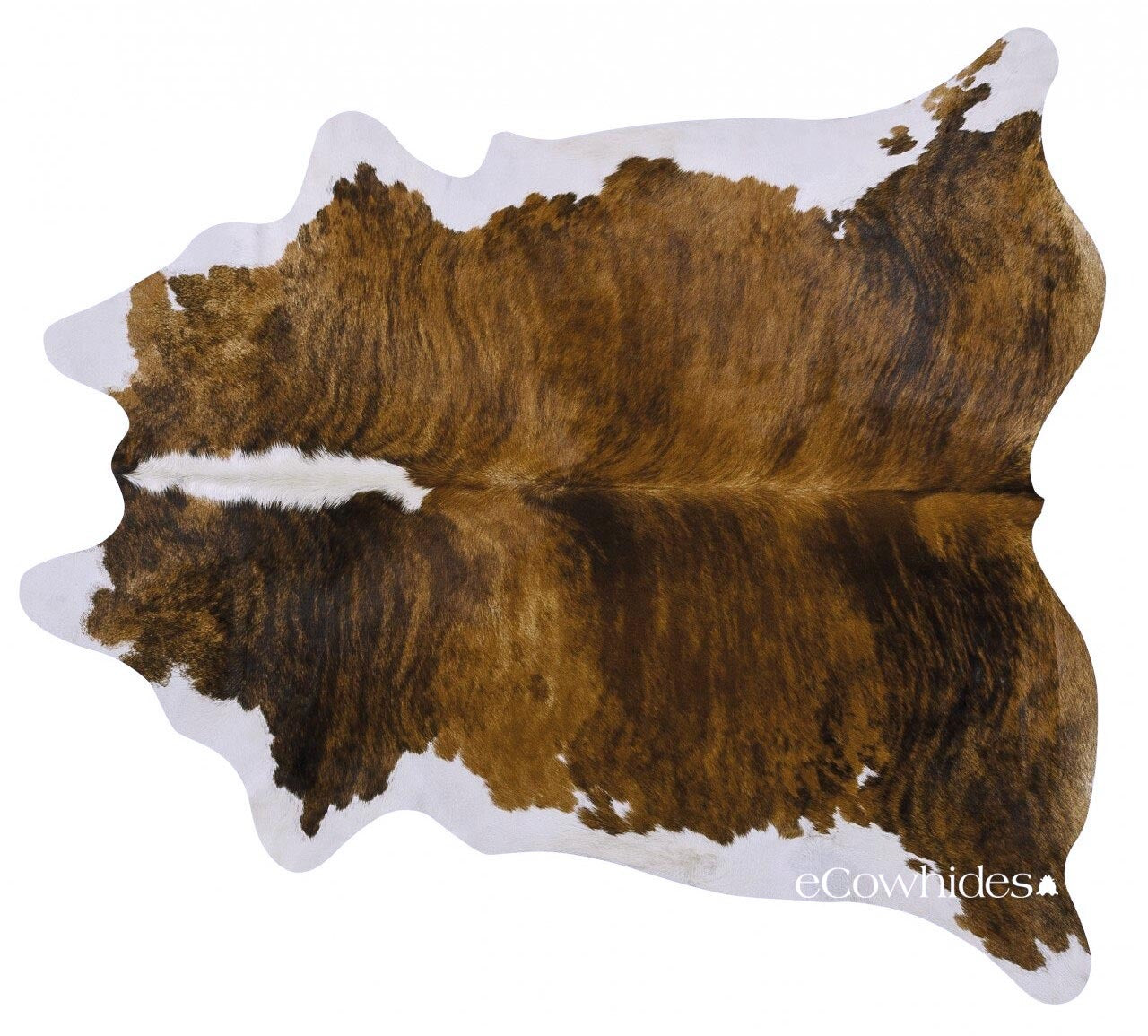 Brindle White Belly And Backbone Brazilian Cowhide Rug Xxl , Natural Suede Leather eCowhides