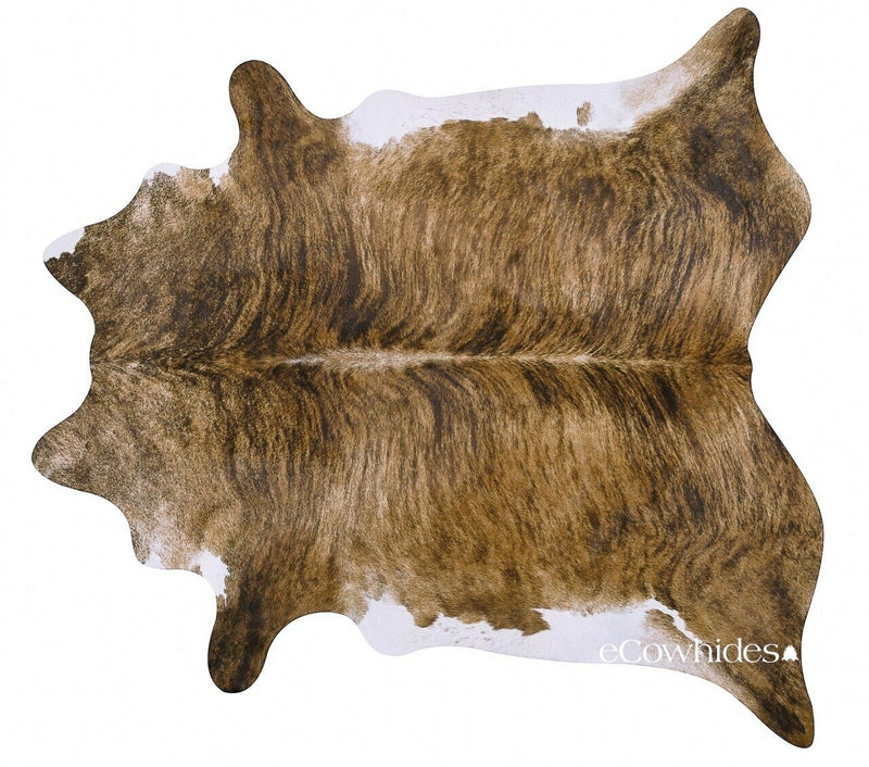 Brindle White Belly Brazilian Cowhide Rug: Xxl , Natural Suede Leather | eCowhides