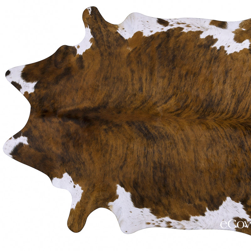 Brindle White Belly Cowhide Rug , Natural Suede Leather | eCowhides