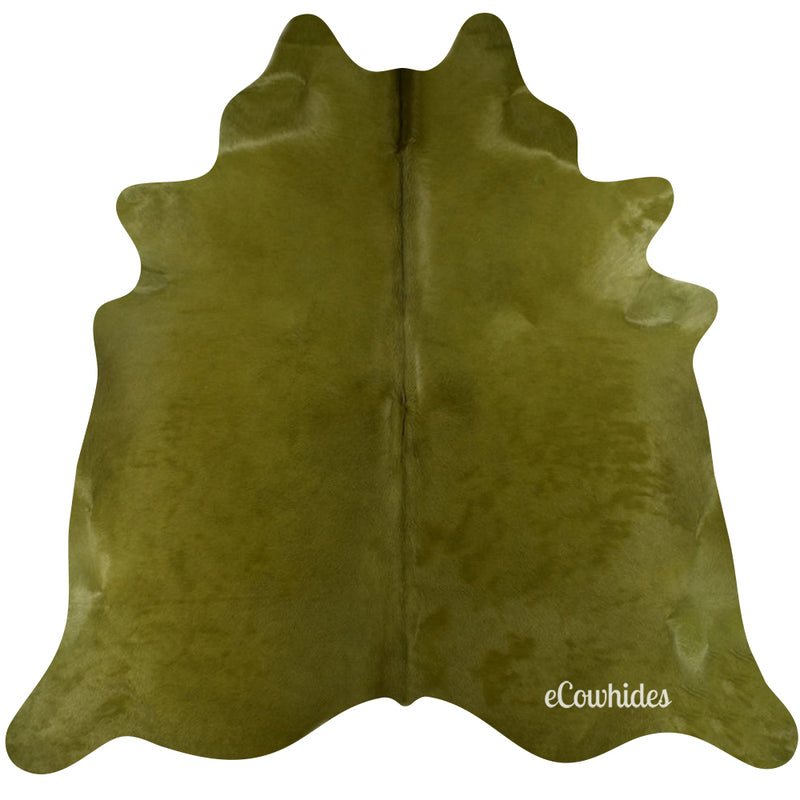 Green Dyed Cowhide Rug , Natural Suede Leather | eCowhides